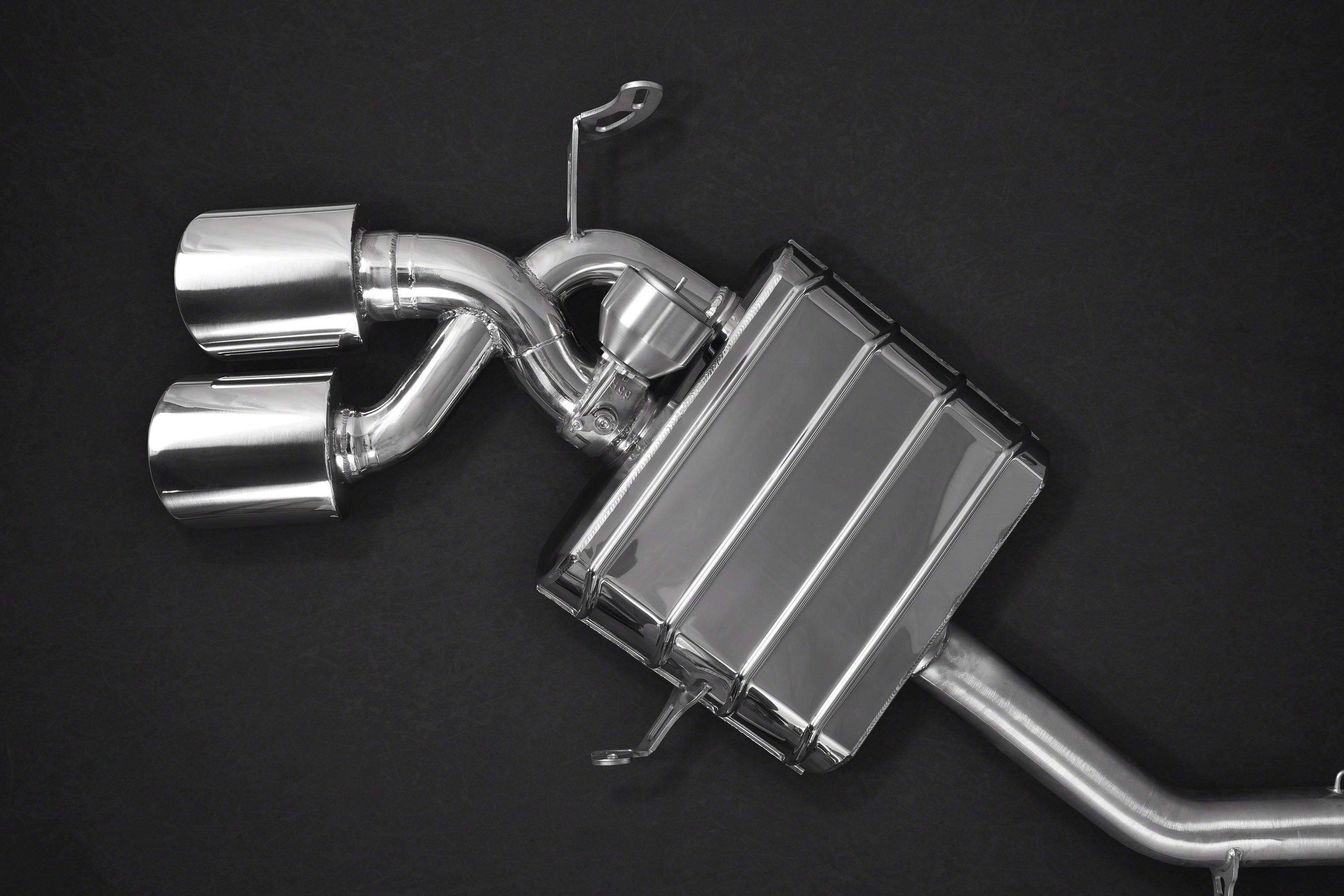 Capristo valved mufflers with polished stainless tips for the Mercedes-AMG ML63 W164, side view