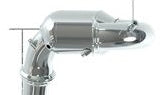 Capristo AMG A45 W177 sport cat downpipe from the side, polished stainless rendering