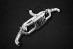 Capristo A45 W177 valved muffler with twin valve actuators, polished stainless
