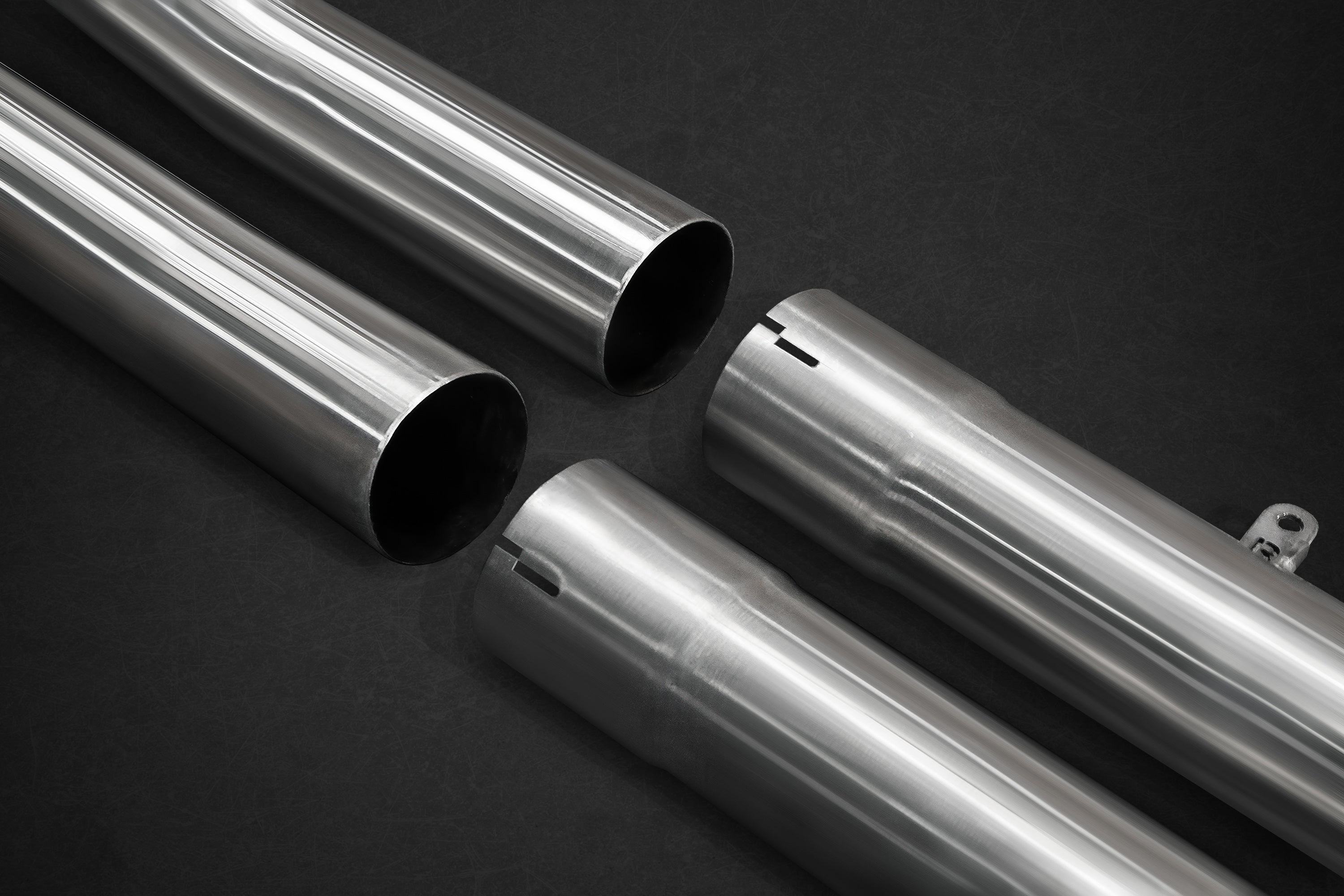 Capristo cat spare pipes for Mercedes-AMG GT, polished stainless slip-fit ends