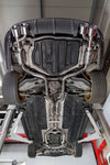 Capristo exhaust installed under a Mercedes-AMG C63 W204, full underbody view