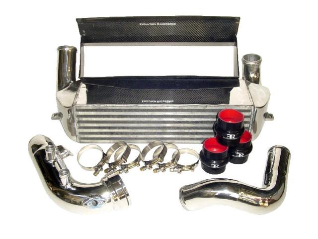 A front view of Evolution Racewerks Competition Series Front Mount Intercooler (FMIC) Kit for BMW N54/N55 135i/335i/1M Full Kit with a white background