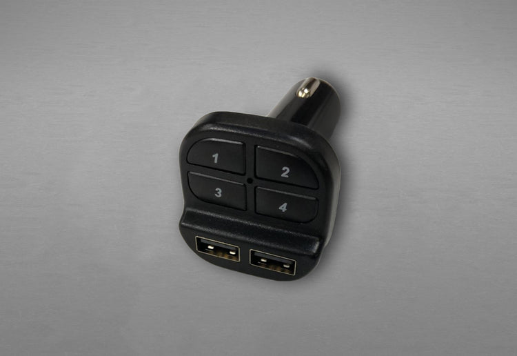 wide view of Capristo Exhaust Cigarette Lighter Remote Module with white background