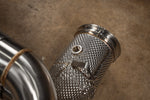 Valvetronic Designs F1 Exhaust Porsche 991.2 GT2 RS manufacturer gallery: heat-shielded front pipe section with a threaded sensor port