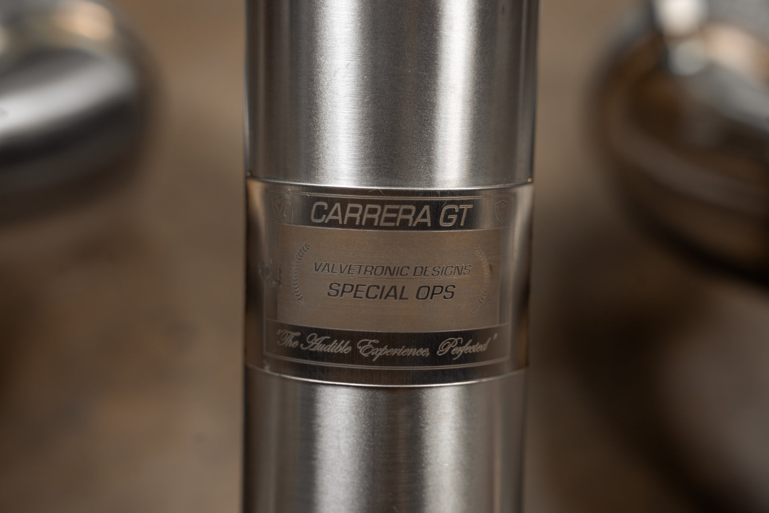 Stainless F1 exhaust Porsche Carrera GT: identification plaque