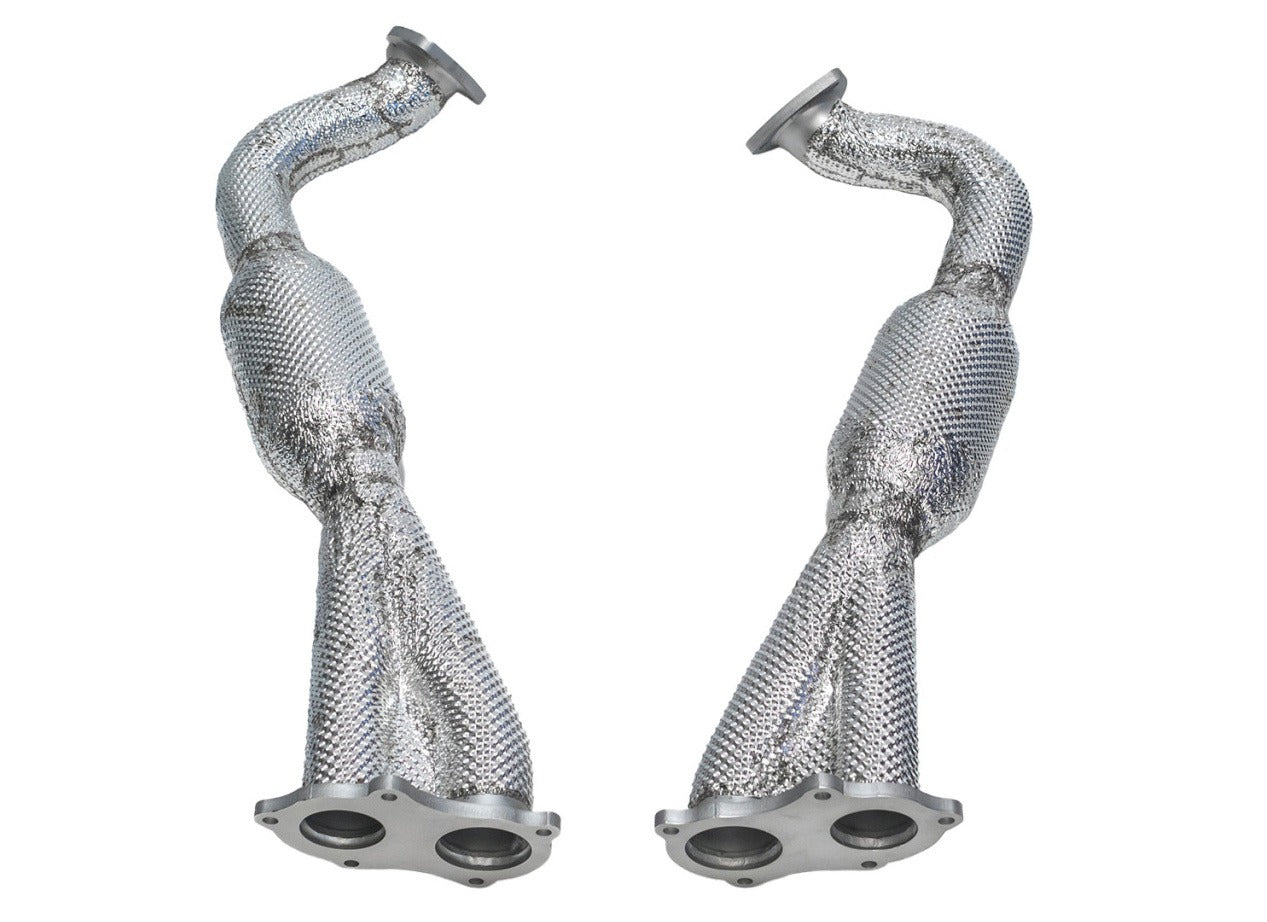 Soul 718 GT4 / Spyder / GTS over axle pipes: sport cat over-axle pipes, front view