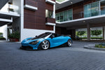 Blue McLaren 720S side profile with the V2 complete aero kit