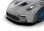 Porsche 911 GT3 RS (992) front end with the complete aero kit, close-up render