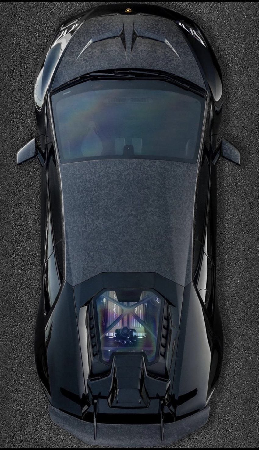 Overhead view of a Huracan with forged carbon roof