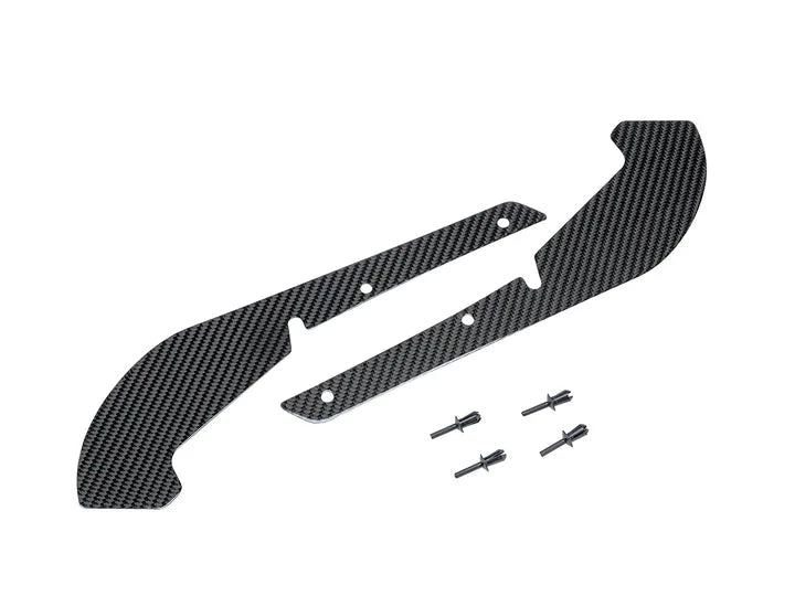 A side top view of AUTOTECKNIC CARBON FIBER FRONT SPLASH GUARDS - BMW F80 M3 | F82/ F83 M4 2014+ with white background