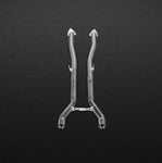 wide view of Capristo Exhaust Middle Silencer Replacement Pipes for Bentley Continental GT Speed W12 2012-2014 with black background