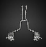 wide view of Capristo Exhaust Valved Exhaust CES3 for Bentley Continental GT V8 / S 2012-2018 for black background