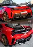 Ferrari 488 Pista comparison: OEM rear bumper versus Capristo carbon rear bumper