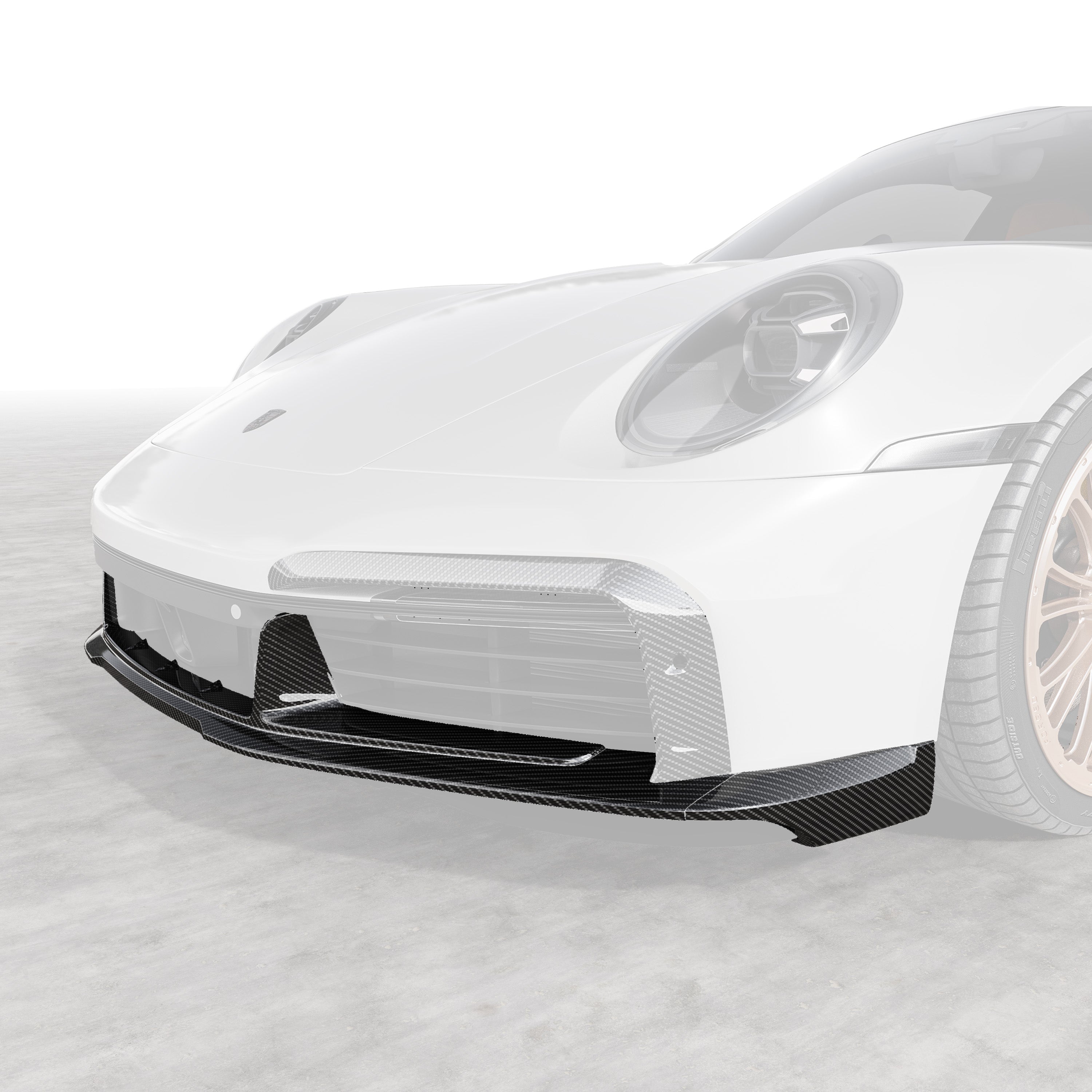 992 Turbo S front spoiler with side fins, faded view highlighting lip