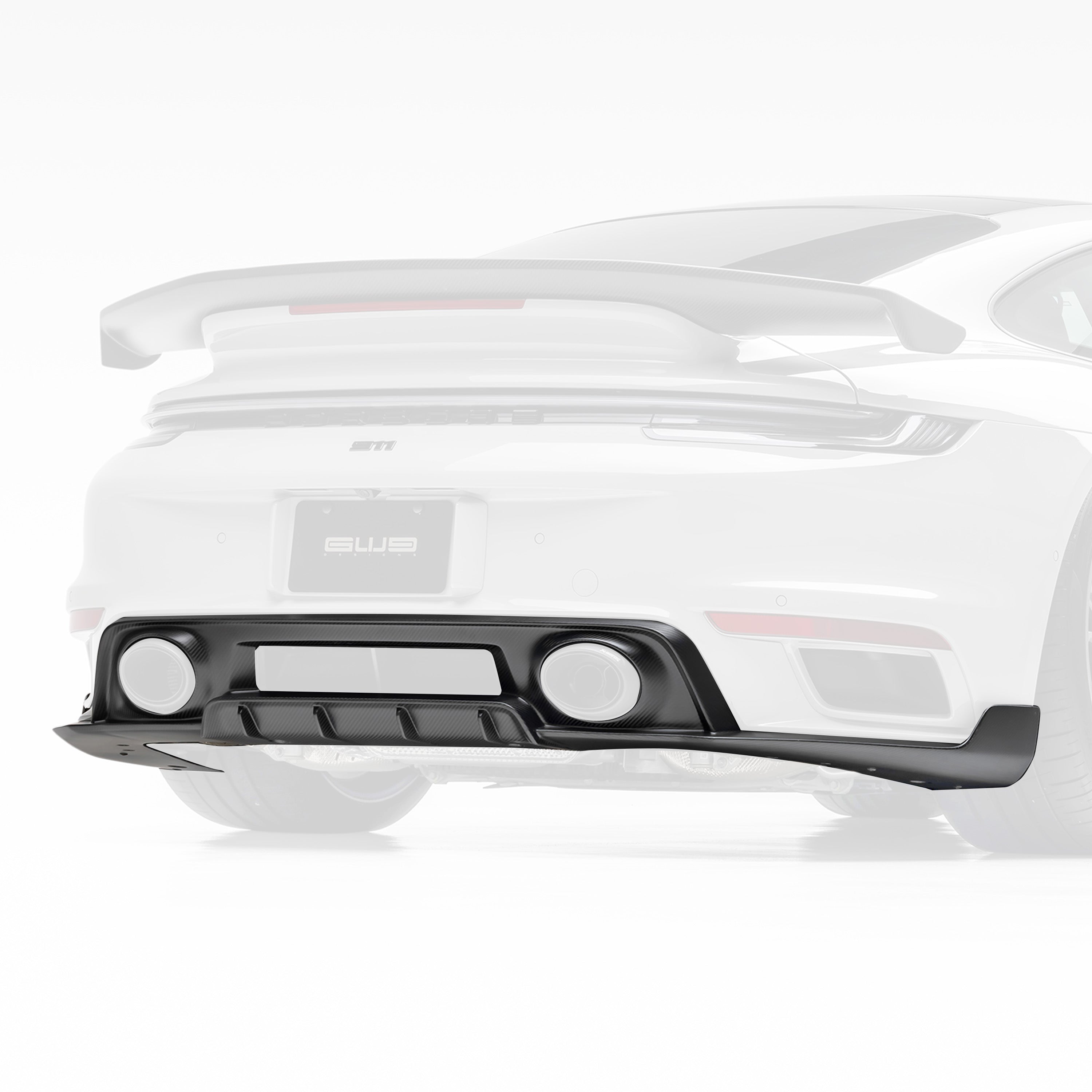 992 Turbo S rear diffuser, faded rear view highlighting carbon