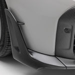 Carbon front spoiler winglet on Porsche 992 Turbo S bumper corner