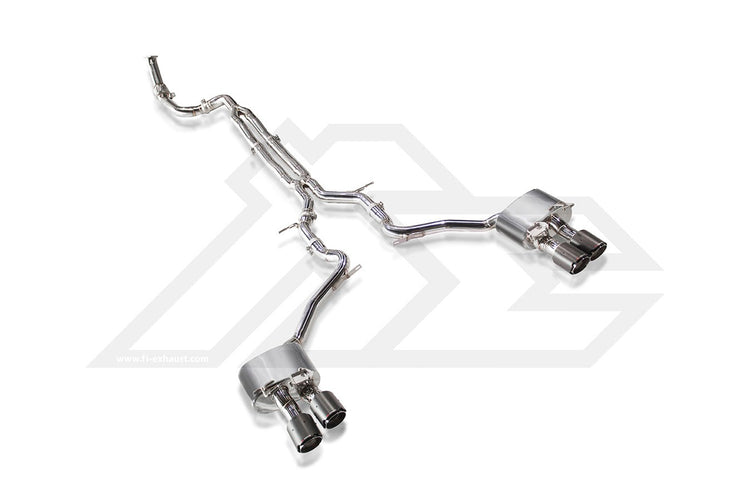 A top view of Fi EXHAUST Valvetronic Cat-Back System for Porsche 971 Panamera / 4 3.0T 2017+ with white background