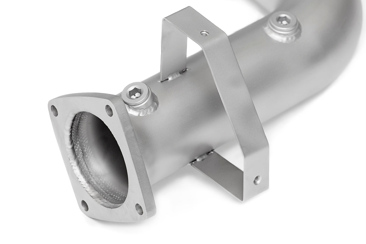 Soul 991.2 Carrera PSE trackback turbo back exhaust: close-up of a trackback inlet flange