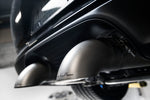 Soul 991.2 Carrera PSE trackback turbo back exhaust: close-up of installed tips in the bumper