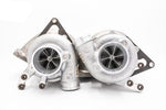 A front view of Pure Turbos Porsche 997.2 PURE850 68mm Turbo Upgrade with a white background