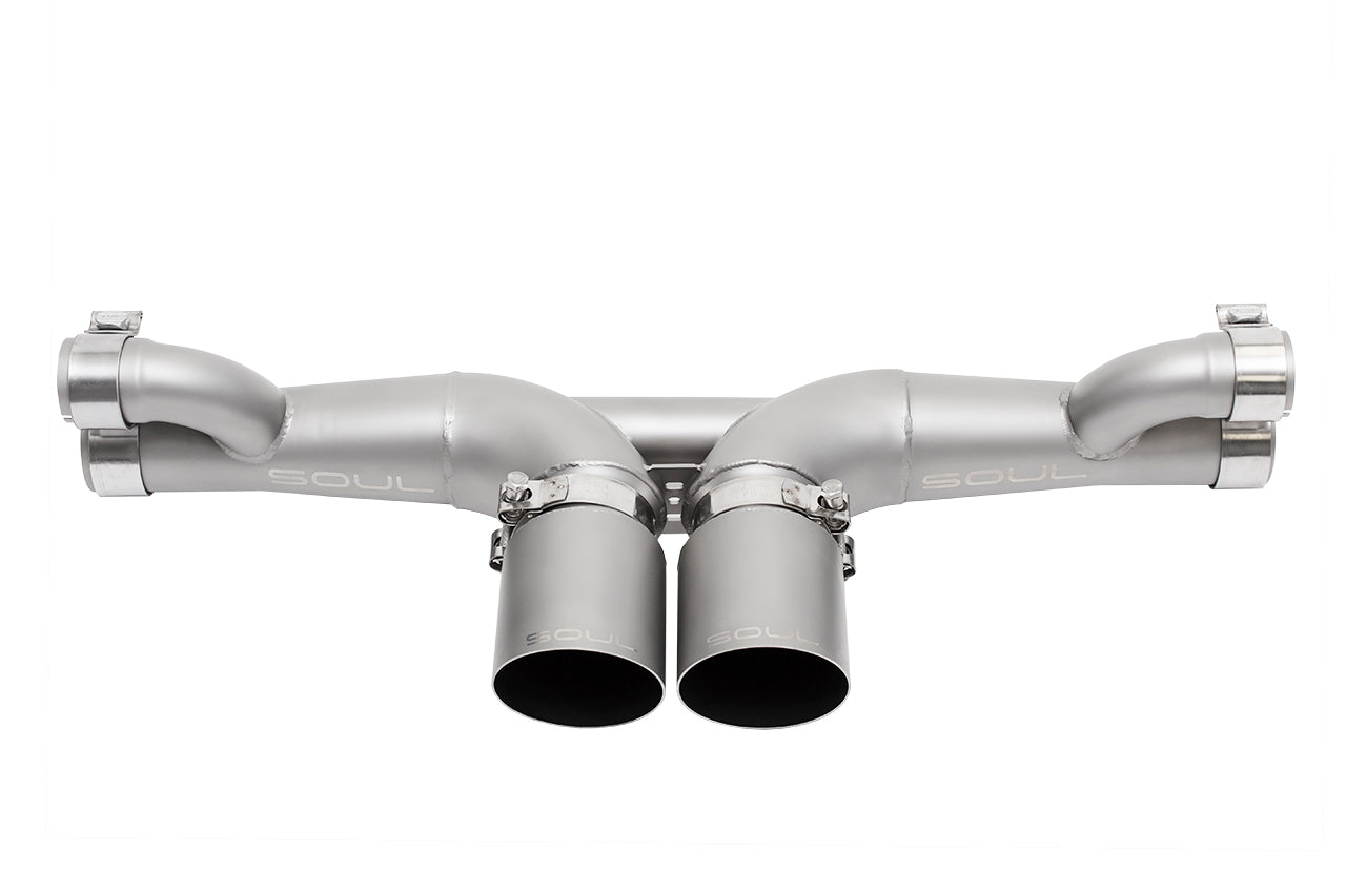 Soul 991 GT3 / GT3 RS center muffler bypass exhaust: GT3 center muffler bypass with center tips