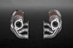 Capristo headers with sport cats for the Porsche 981 Boxster/Cayman/GT4, end view