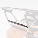 Carbon decklid spoiler on orange 991.1 GT3 RS, faded rear view
