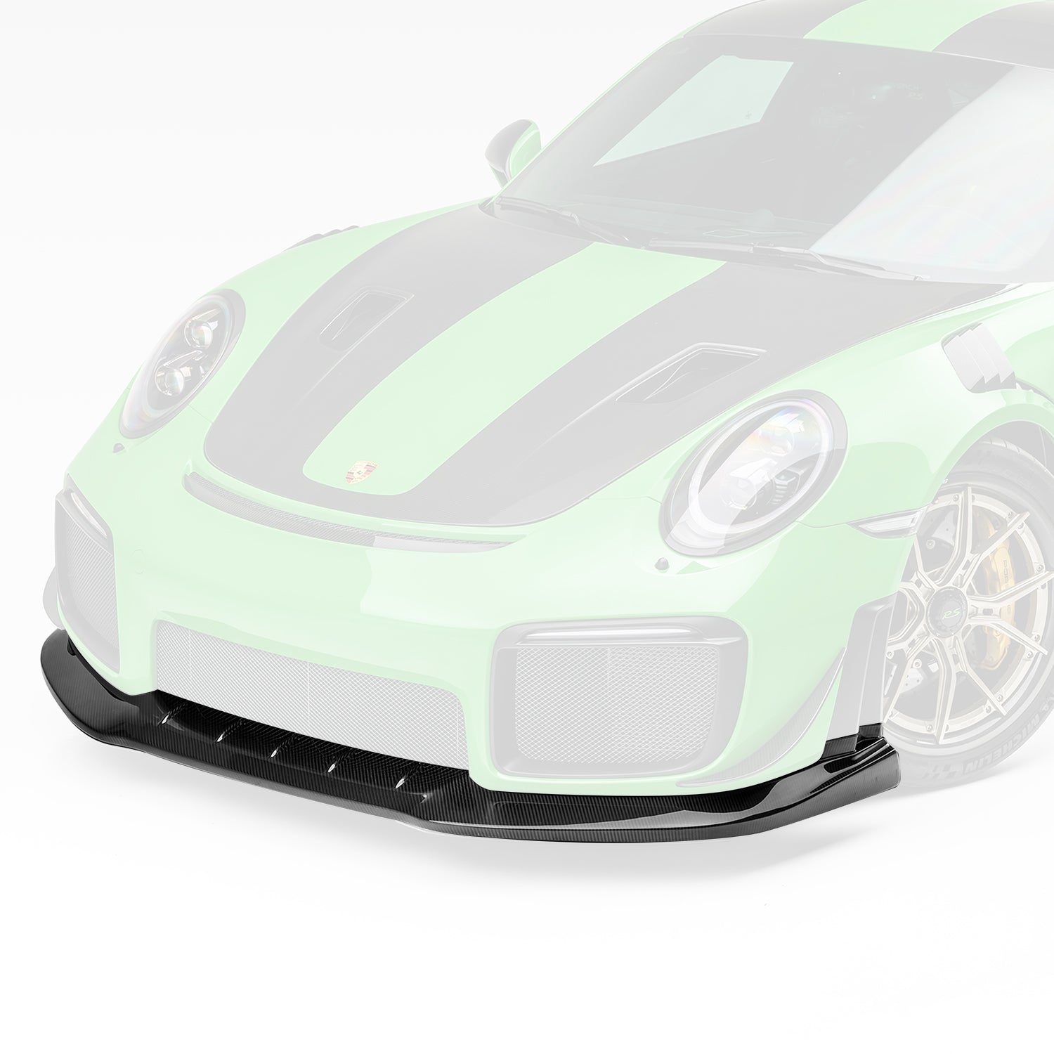 GT2 RS EVO front spoiler, faded view highlighting carbon lip