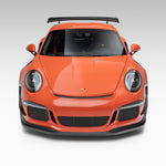 Orange GT3 RS with front apron, head-on view