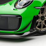 GT2 RS canards stacked on bumper corner, angled close-up