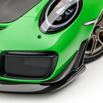 Green GT2 RS headlight and carbon canards, front corner view