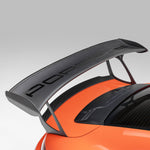 GT3 RS carbon wing blade on stock uprights, side view