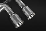 Polished twin round tips on the Capristo Porsche 987.2 valved exhaust
