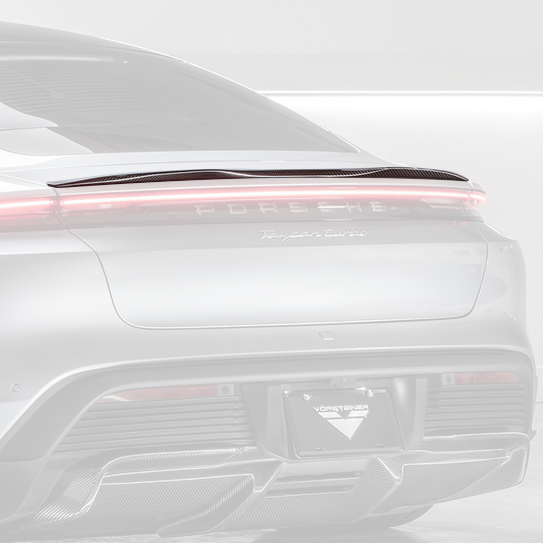 Taycan decklid spoiler, faded rear view