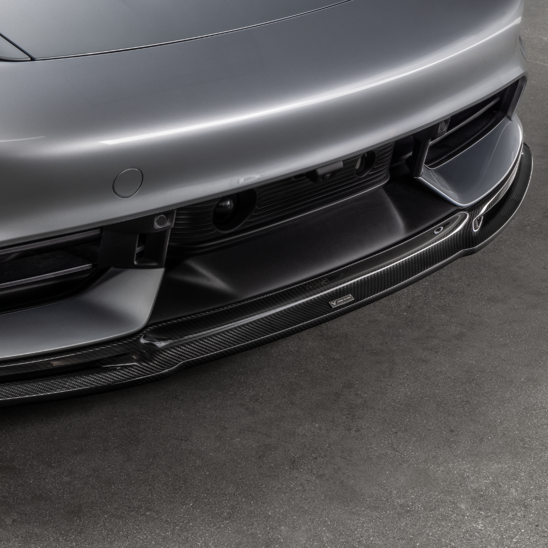 Taycan GW9 front spoiler center, low straight-on detail
