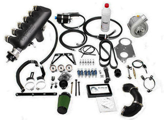 Overview of Active Autowerke Prima Supercharger Kit for BMW E46 M3 with white background