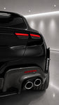 Rear quarter of Ferrari Purosangue showing Capristo carbon diffuser and tailpipes