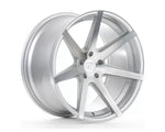 A front view of Rohana RC7 Wheel 20x9 5x114 22mm Machine Silver with white background