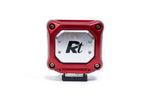Red RennTech Power Module for the CLE 53 AMG seen face-on, machined aluminum lid with the Rt logo