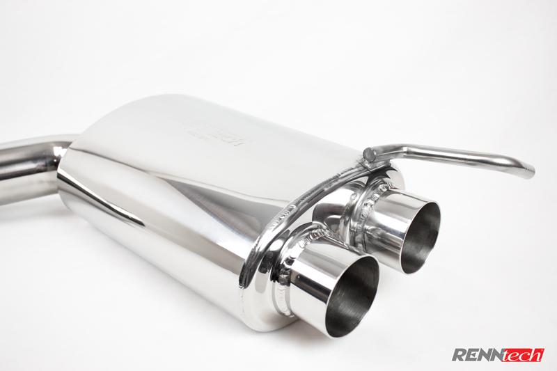 A close up view of RENNtech R1 Performance Package for Bentley Continental GT 2003-2023 muffler with white background