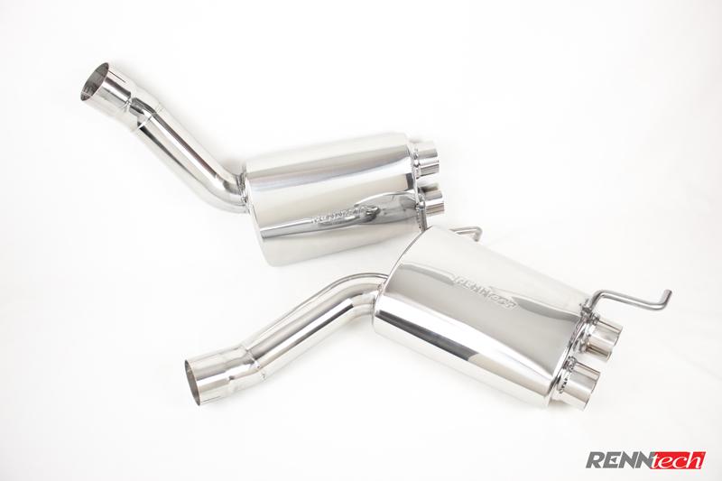 A top wide view of RENNtech R1 Performance Package for Bentley Continental GT 2003-2023 mufflers with white background