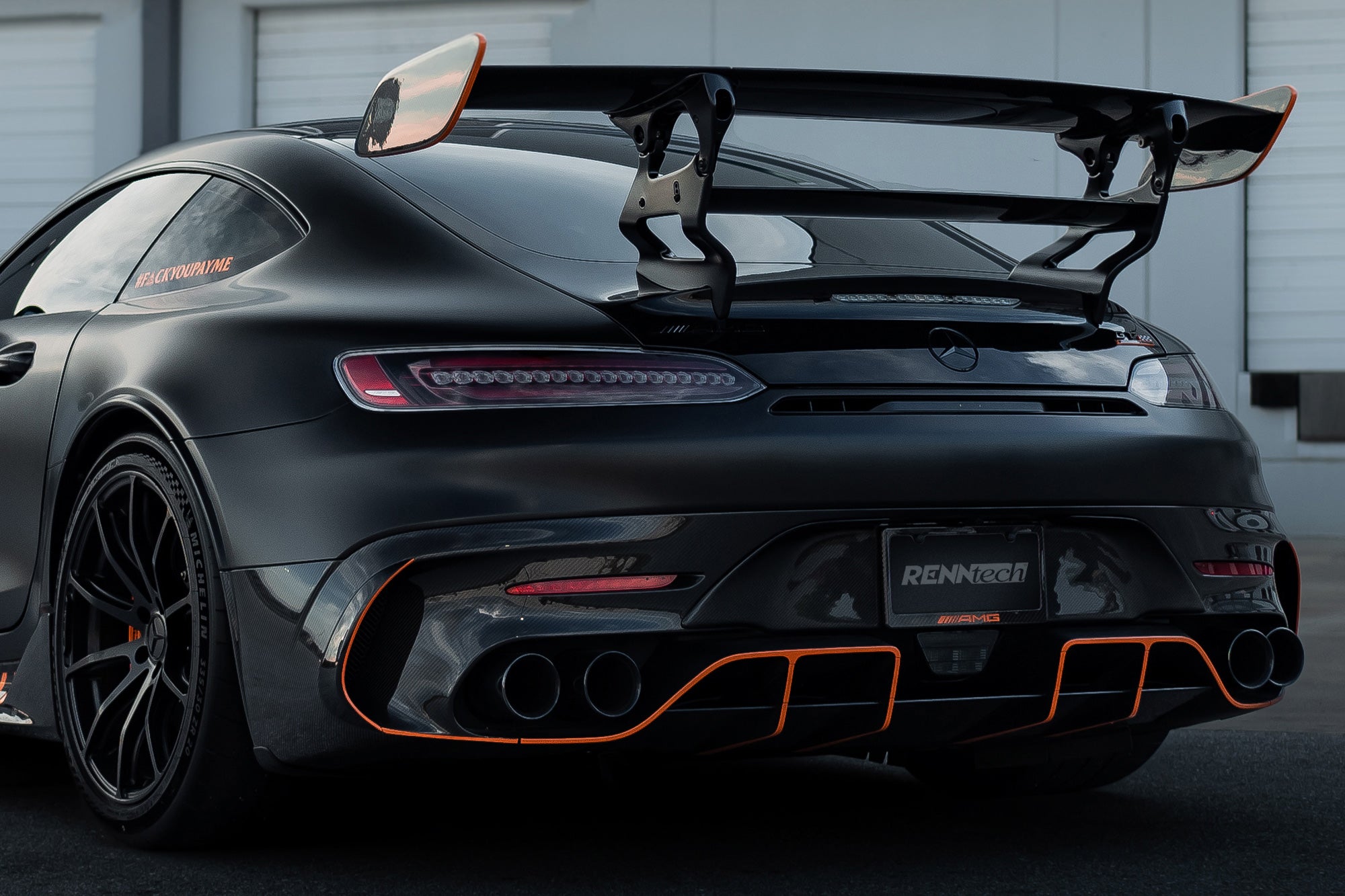 Black AMG GT Black Series car rear quarter with the bumperette delete - Carbon Bumperette Delete for the 2021 AMG GT Black Series