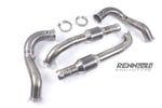 RennTech AMG GT downpipes and fittings laid out - R2 Performance Package for the 2016-2021 AMG GT
