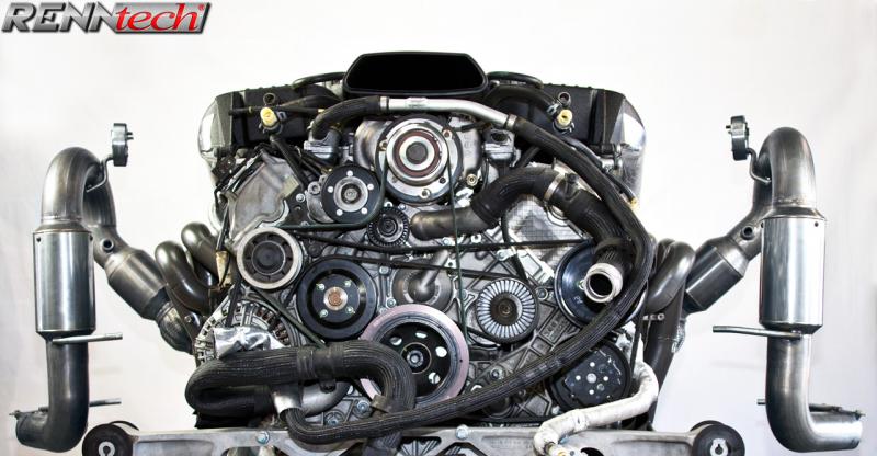 SLR engine bay with the RennTech headers and exhaust fitted - Performance Exhaust Package for the 2005-2010 SLR McLaren