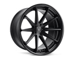 A front view of Rohana Wheels RFC10 Wheel 19x8.5 5x112 25mm Matte Black w/ Gloss Black Lip with white background