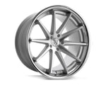A front view of Rohana Wheels RFC10 Wheel 19x9.5 5x120 35mm Machine Silver w/ Chrome Lip with white background