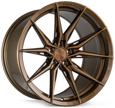 A front view of Rohana Wheels RFX13 Brushed Bronze (Cross Forged) 20x9 5x120 20mm with white background