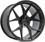 A front view of Rohana Wheels RFX5 Matte Black (Cross Forged) 22x9.5 5x112 55mm with white background