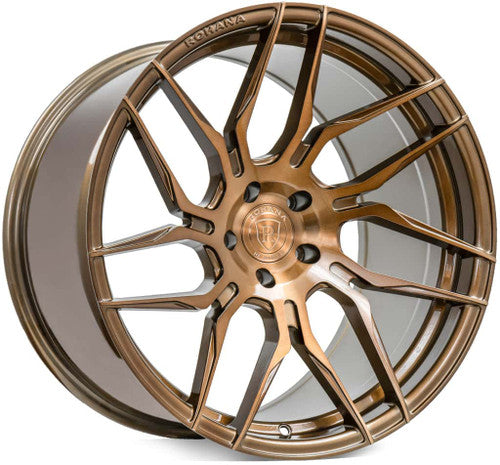 A front view of Rohana Wheels RFX7 Brushed Bronze (Cross Forged) 20x10 5x112 33mm Left with white background