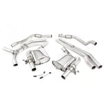 A front view of Milltek Non-Resonated Cat-Back Exhaust System for Audi RS5 B9 2018+ with white background